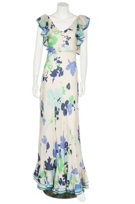 Lot 130 - A Pierre Balmain couture floral printed...