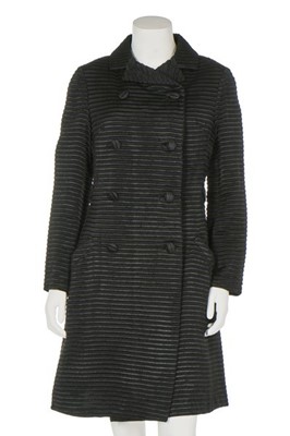 Lot 131 - A Marc Bohan for Dior black striped cloqu coat,...
