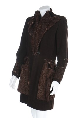 Lot 8 - An early Nina Ricci brown wool and astrakhan...