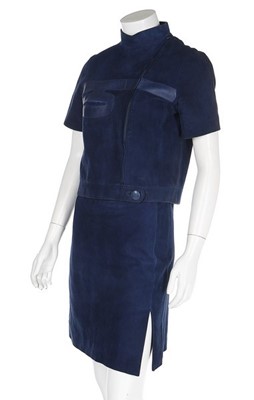 Lot 99 - A Pierre Cardin blue suede ensemble, circa...