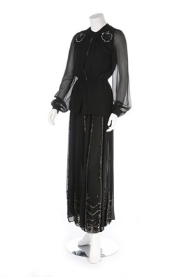 Lot 10 - A Thea Porter black chiffon evening ensemble,...