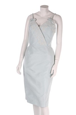 Lot 25 - A Dior beaded pale blue faille cocktail dress,...