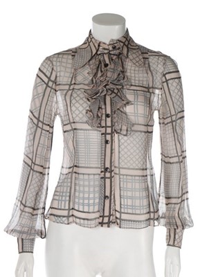 Lot 242 - Three Quorum printed chiffon shirts in shades...