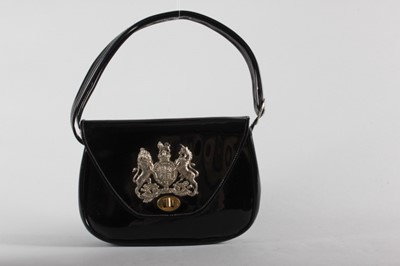 Lot 20 - A rare black patent Coronation handbag, 1953,...