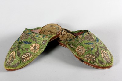 Lot 60 - A pair of embroidered gentlemen's mules,...