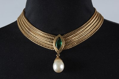 Lot 32 - A Chanel gilt chain necklace with pearl...