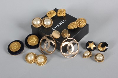 Lot 34 - Seven pairs of Chanel ear-rings, 1980-90s,...
