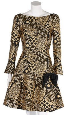 Lot 168 - A Valentino black and gold brocatelle cocktail...