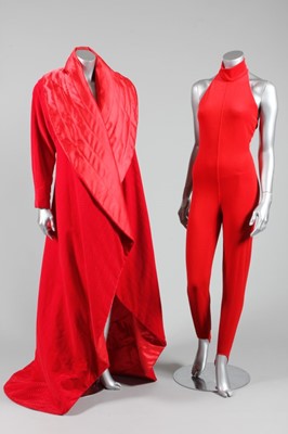 Lot 27 - A Yuki scarlet cut velvet and quilted satin...