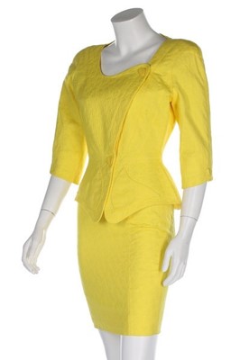 Lot 83 - A Thierry Mugler lemon yellow cotton suit,...
