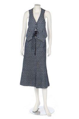 Lot 1 - A Biba floral printed denim ensemble, 1969-72,...