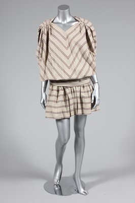 Lot 8 - A Yuki striped brown cotton seersucker day...