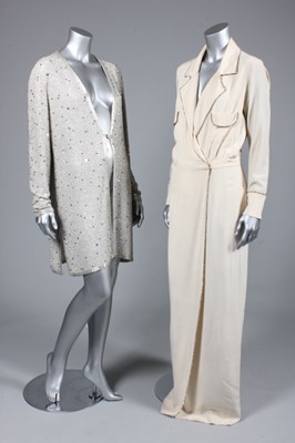 Lot 75 - A Chanel ivory crepe de chine evening gown,...