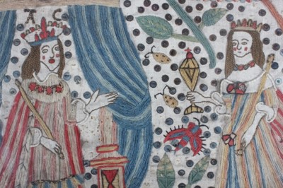Lot 82 - A fine and rare wool embroidered picture of...