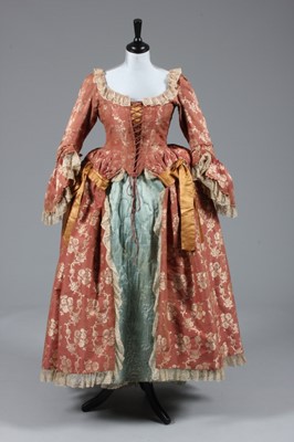 Lot 26 - A brocaded silk open robe and petticoat, 1760s,...