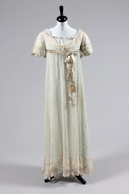 Lot 31 - A Honiton bobbin appliqu gown, circa 1800, but...