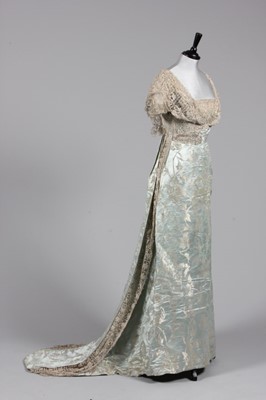 Lot 36 - A Reville & Rossiter silver brocaded ice blue...