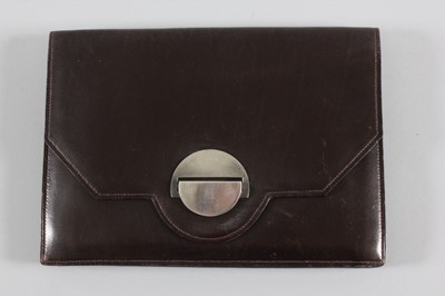 Lot 13 - An Hermès brown leather art-deco clutch bag,...