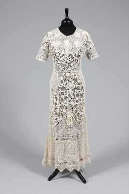 Lot 35 - A fine Irish crochet lace gown, circa 1900,...