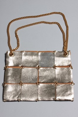 Lot 9 - A Paco Rabanne gold leather bag, 1960s, with...