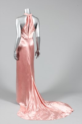 Lot 44 - A pink satin-backed cr couture gown in the...