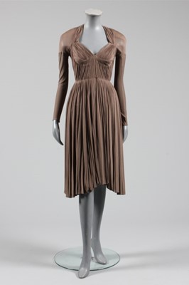 Lot 56 - A Madame Grès taupe draped silk jersey...