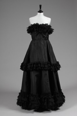 Lot 67 - A Balenciaga couture black taffeta and lace...