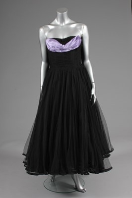 Lot 68 - A Maggy Rouff couture black tulle ball gown,...