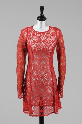 Lot 95 - A scarlet Biba logo-lace mini dress, circa...