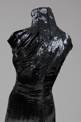 Lot 158 - An Alexander McQueen black velvet and bugle...