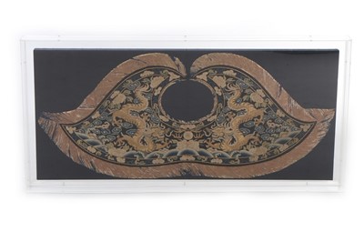 Lot 433 - A mounted embroidered pi-ling collar, Chinese,...