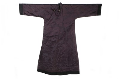 Lot 435 - A purple damask satin robe, chang-fu, Chinese,...