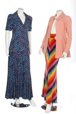 Lot 5 - A Biba bias-cut rainbow-striped maxi-skirt,...