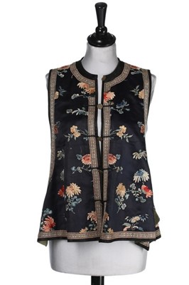 Lot 441 - An embroidered satin waistcoat xiapei, Chinese,...