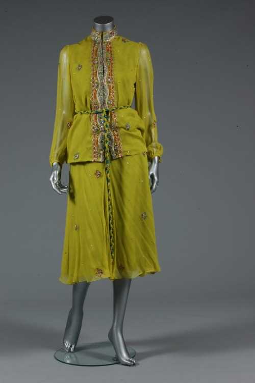 Lot 210 - A Thea Porter acid-yellow ensemble, 1970s,...