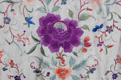 Lot 62 - An embroidered Cantonese shawl, circa 1920,...