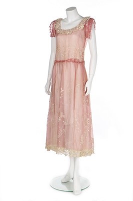 Lot 4 - A pink organdie summer dress, 1918-20, with...