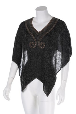 Lot 5 - A black beaded chiffon capelet, 1920s-30s,...