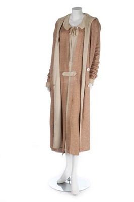 Lot 99 - A good knitted ecru silk day ensemble, 1920s,...