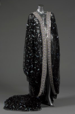Lot 201 - A Thea Porter black tulle kaftan, late 1970s,...