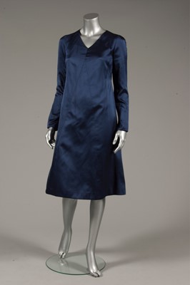 Lot 220 - A Chanel couture navy satin cocktail gown and...