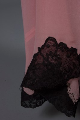 Lot 88 - A pale rose-pink chiffon and black Chantilly...