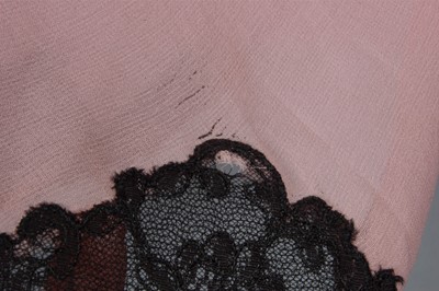 Lot 88 - A pale rose-pink chiffon and black Chantilly...