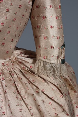 Lot 45 - A brocaded silk open robe 'à la polonaise',...