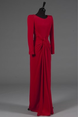 Lot 247 - A Valentino couture scarlet silk crepe evening...
