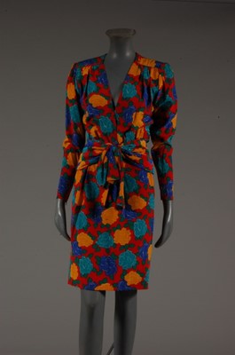 Lot 253 - Two Givenchy couture floral silk cocktail...