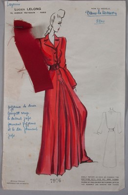 Lot 83 - Lucien Lelong fashion sketches, 1942-43,...