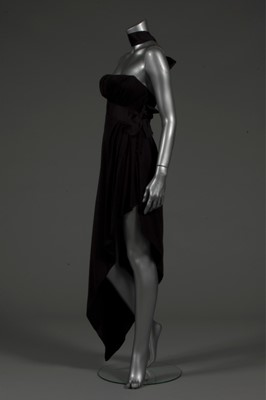 Lot 258 - A Chanel boutique black chiffon cocktail gown,...