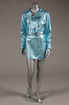 Lot 262 - A Gianni Versace snakeskin embossed blue...