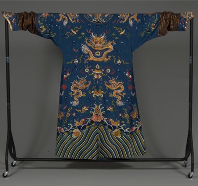 Lot 38 - An embroidered dragon robe, Chinese, circa...